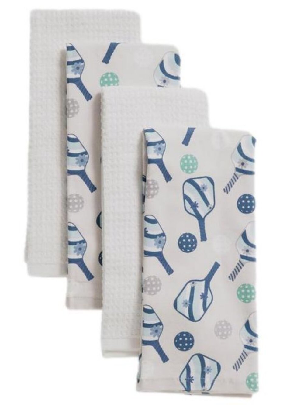 Set of 4 Isaac Mizrahi KITCHEN TOWELS PICKLEBALL 70% Cotton 30% Rayon/Bamboo NEW